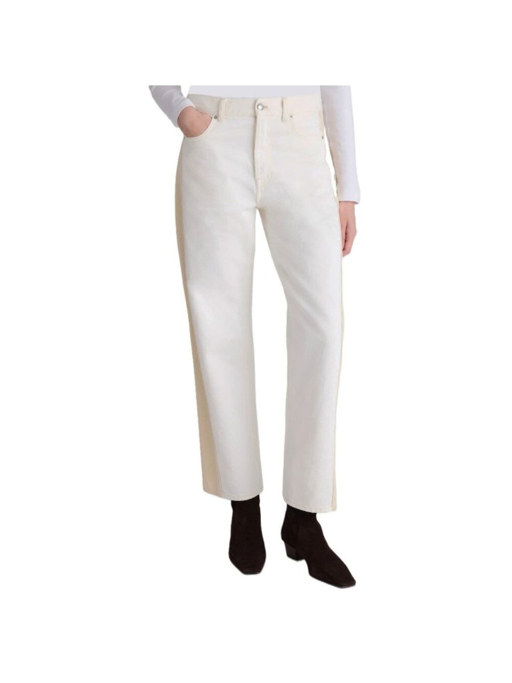 Madewell Pieced Barrel-Leg Jeans Relaxed Thru Hip Button Fly Tile White Size 26